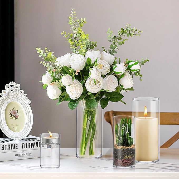 64 Pack Thick Glass Cylinder Vases 4, 12 Inch Tall Clear Flower Vase Hurricane - Image 7