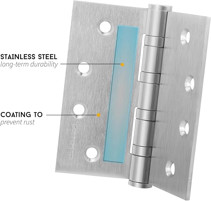 3 Pack goldenwarm Satin Nickel 4'' Door Hinges - Image 3