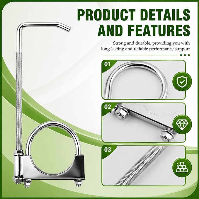 2.25 Inch Exhaust Hangers, Heavy Duty Adjustable 2.25 Exhaust Clamp - Image 3