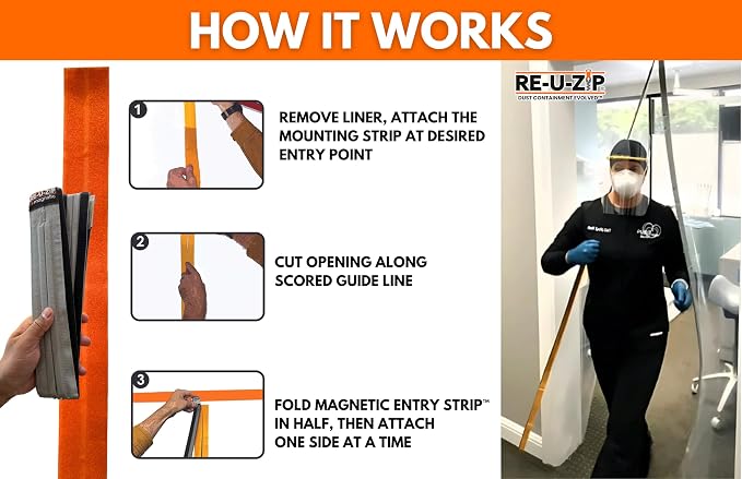 RE-U-ZIP® Reusable Magnetic Dust Barrier Zipper & Reusable Hook & Loop Dust - Image 9