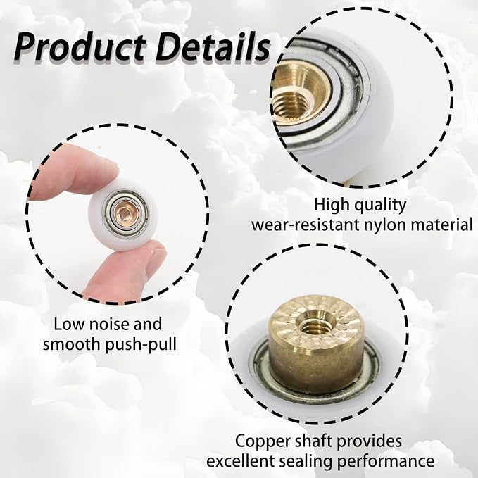 4 Pcs 23mm Shower Sliding Door Roller Replacement Wheels | Shower Door Rollers - Image 3