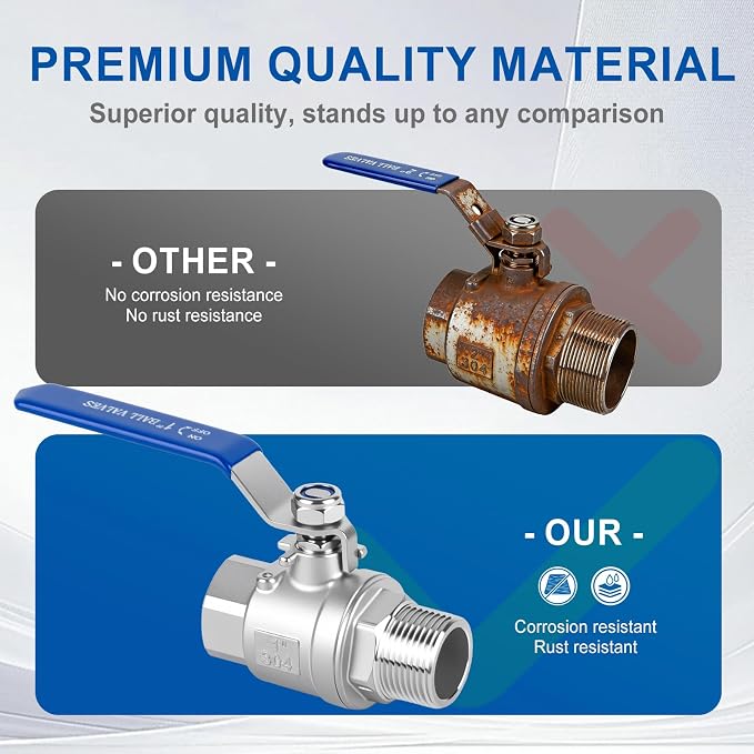 1-1/4 Ball Valve 2 Pack Full Port Male x Female NPT Thread Shut Off Valve | - Image 7