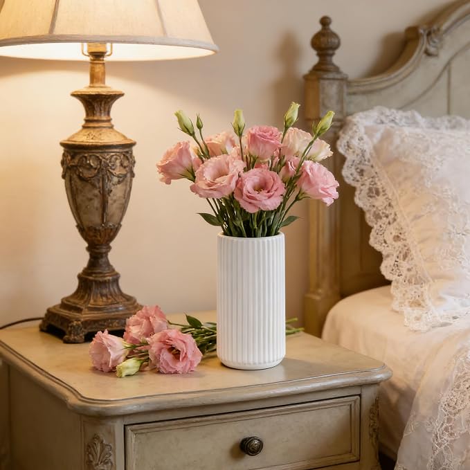 White Ceramic Flower Vase for Pampas Grass, 10 inch Large Decorative - Image 7