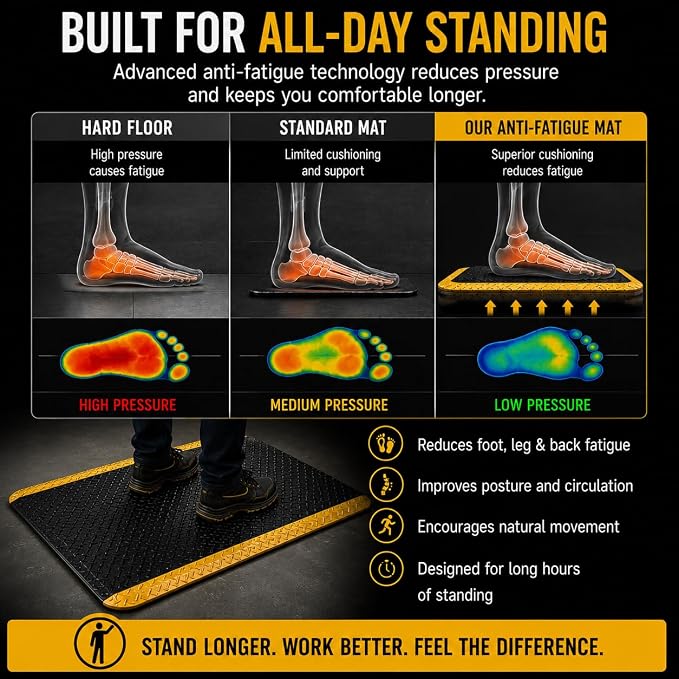 3' x 5' ESD Anti-Fatigue Conductive Mat, Durable Heavy Duty Diamond Plate - Image 4