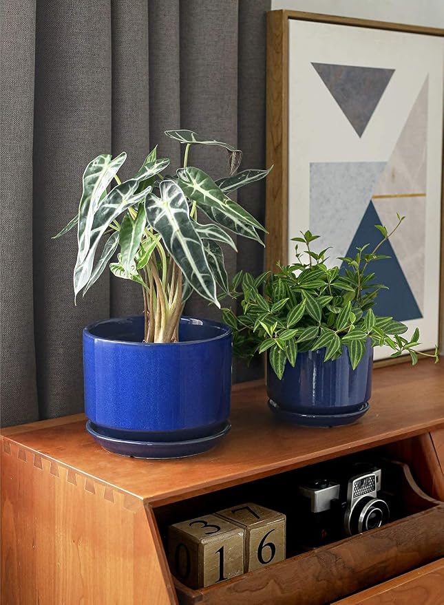 LE TAUCI Ceramic Plant Pots, 4.3+5.3+6.8 inch, Planters - Image 2