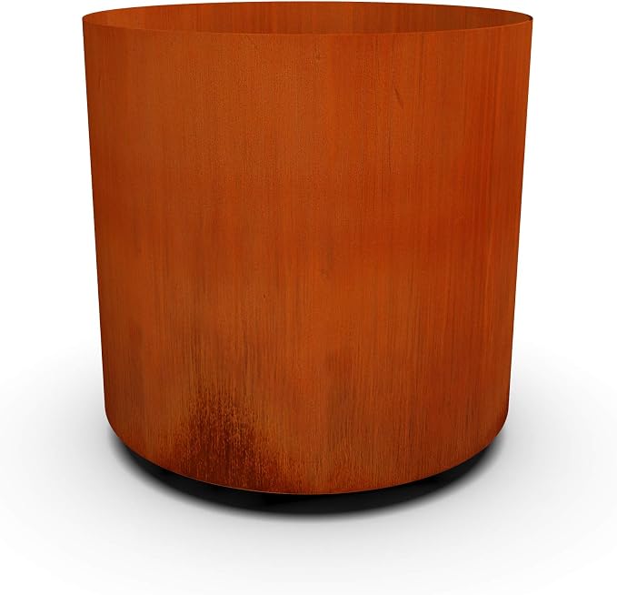 Large Round Planters for Outdoor Plants | 16x16 Inch Corten Steel Planter | by Plantercraft