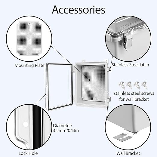 Electrical Box, IP67 Waterproof Hinged Clear Cover Stainless Steel Latch - Image 4