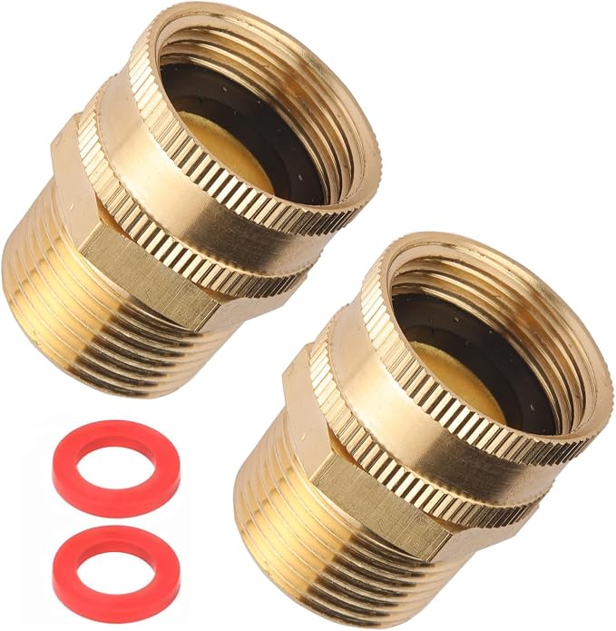 Garden Hose Adapter, 3/4" NPT Male X 3/4" GHT Female Connector | Dual Swivel by Sanpaint