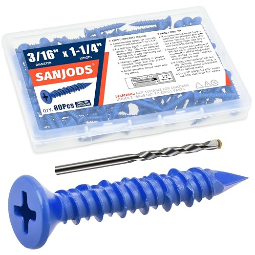 3/16" x 1-1/4" Concrete Screw Anchor, Cement or Stucco by Unknown