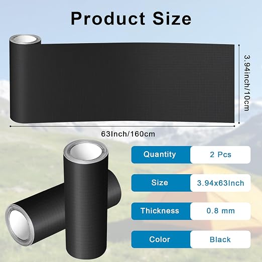 2 Pieces Black Nylon Patch Repair Kit, 4 x 63 Inch | Quick Self-Adhesive - Image 2