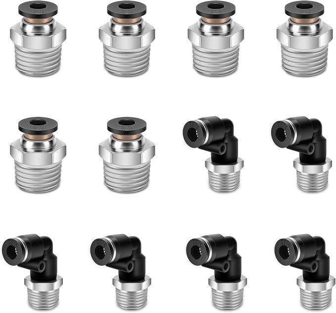 CNAODUN 12 Pcs Push to Connect Fittings 5/32 Inch Tube OD x 1/4 Inch NPT Thread by CNAODUN