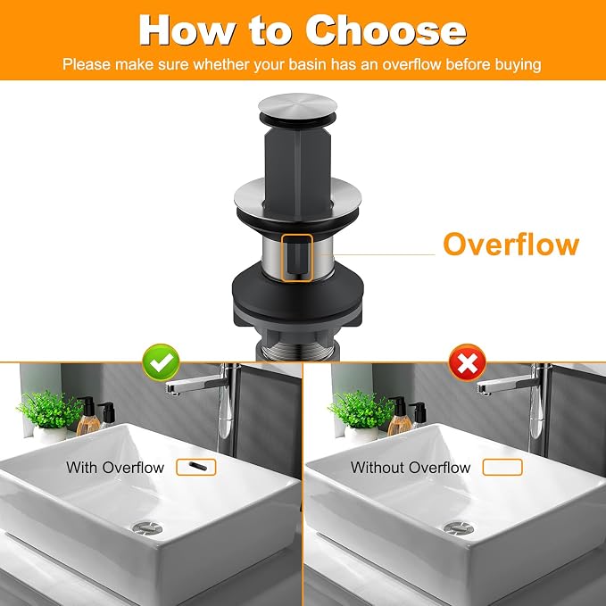Pop-Up Sink Drain Stopper with Lift Rod and Overflow, Chrome Finish - Image 3