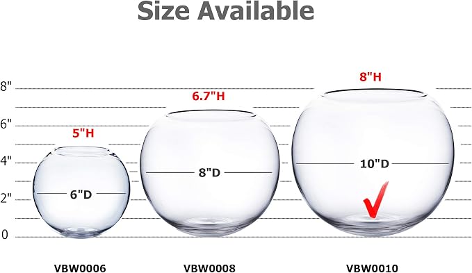 WGV Bowl Glass Vase Bulk, Diameter 10", Height 8", Open Width 6", 4 Pieces - Image 3