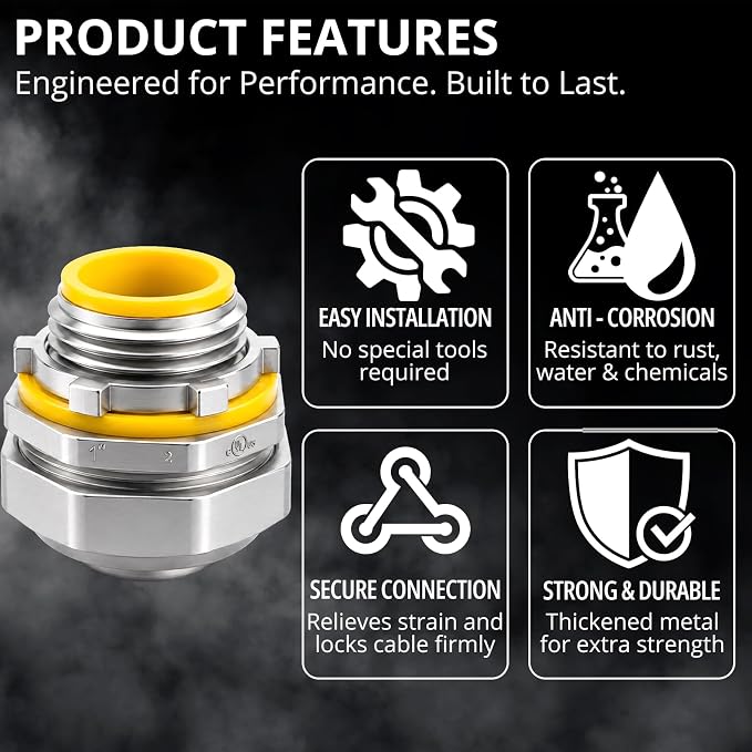 1" Liquid Tight Connector Straight, corrosion resistant, watertight seal - Image 3