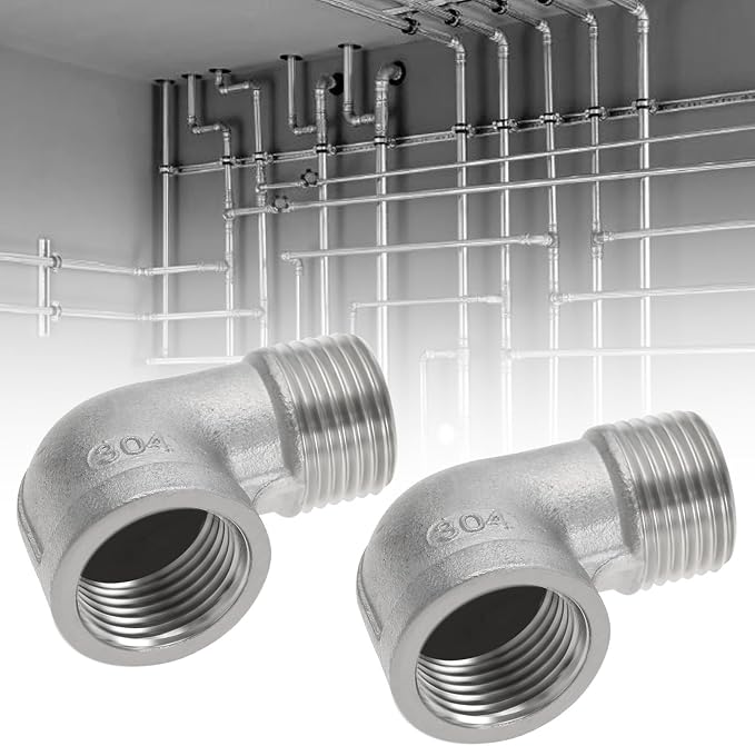 2 Pcs 304 Stainless Steel 90 Degree Elbow Connectors 1/2inch BSP Thread Elbow - Image 3