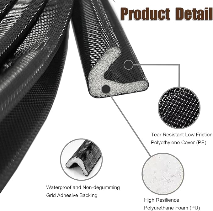 YZGJM Door Frame Adhesive Weather Stripping Seal Strip PU Foam, PE Cover - Image 3