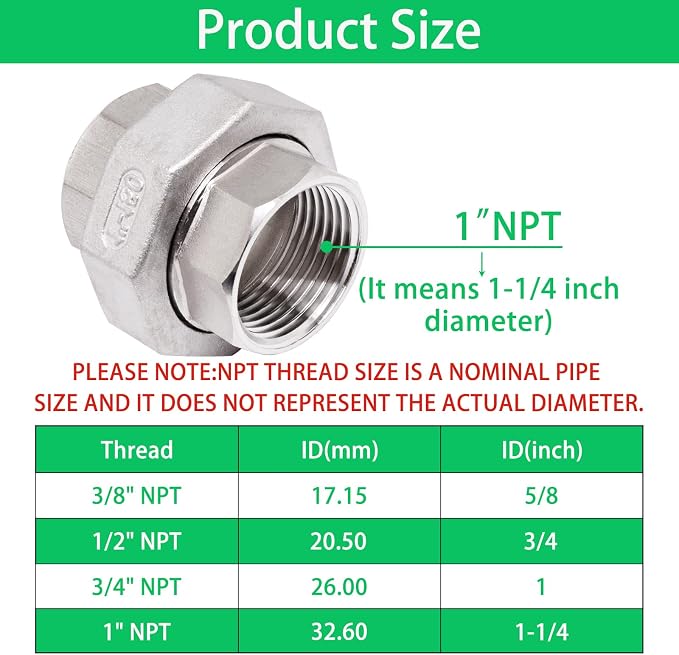1Pcs 304 Stainless Steel Union, Class 150 - Image 2