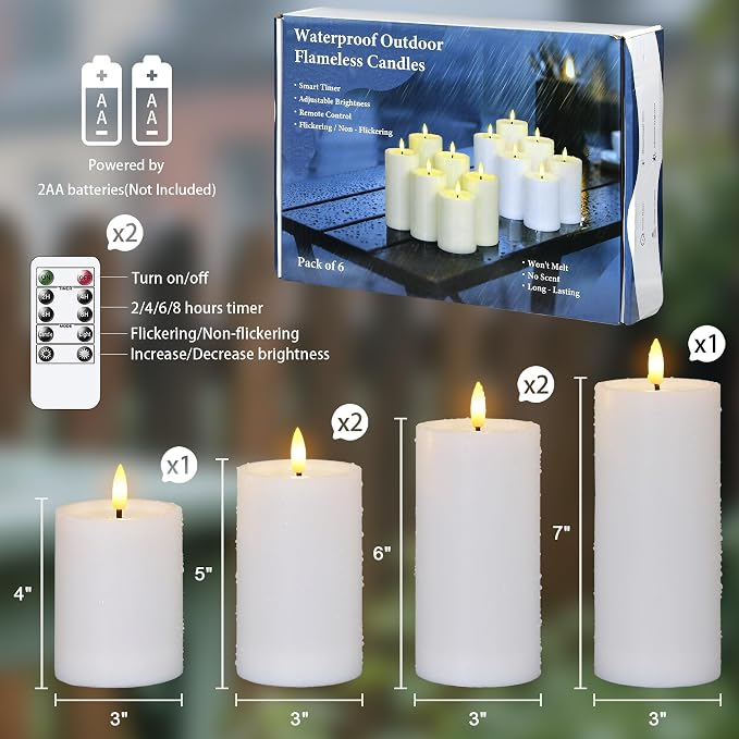 Outdoor 6pcs Flameless Waterproof Candles - Image 3