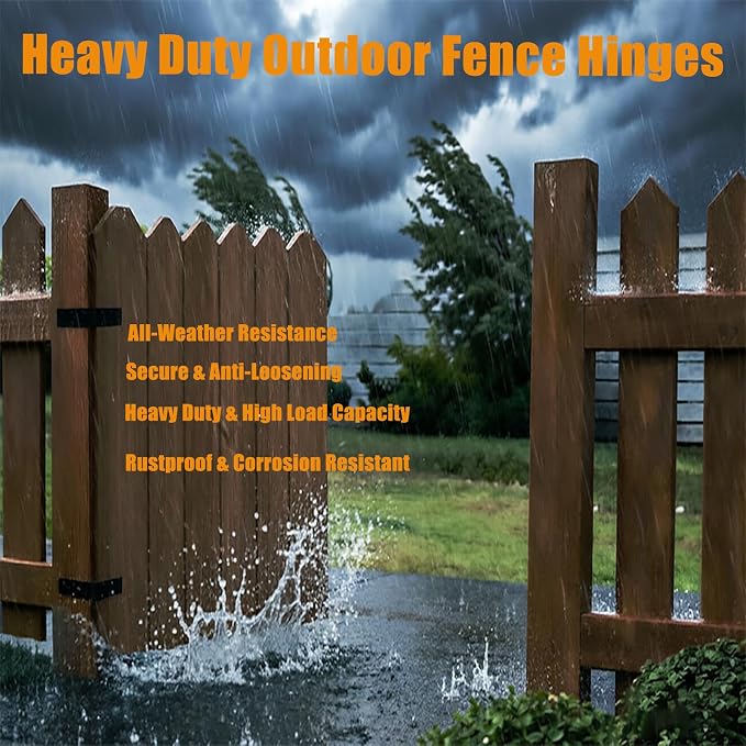 Fence Hinges for Outdoor Wood Gates Heavy Duty, 270°Solid Folding Butt Hinges - Image 3