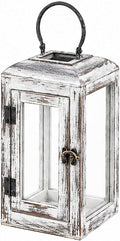 11" High Wooden Lantern Made of Solid Firwood in Whitwash by Unknown