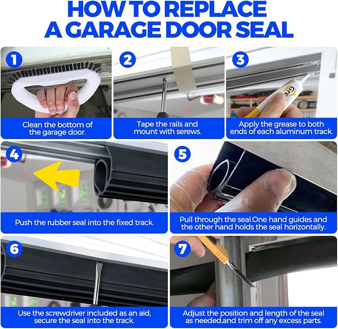 Holikme 20FT Garage Door Bottom Seal, Pre-drilled Track, U+O Rubber Seal - Image 6