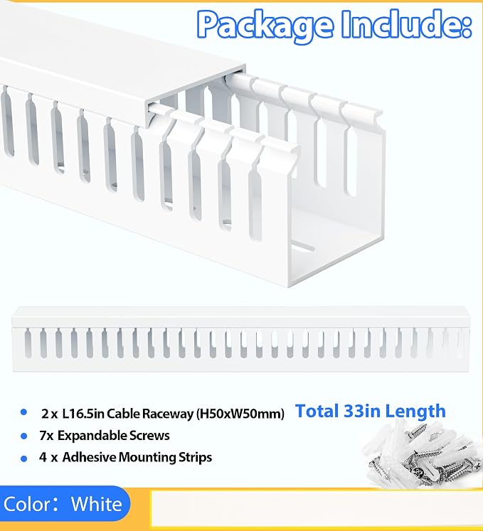 2" H x 2" W Cable Raceway, 33in Under Desk Wire Management Channel, 16.5in Each - Image 4