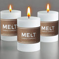 Melt Candle White Pillar Candles, 3 Pack, 3 x 4 Inch | Up to 55-hour burn by MeltCandleCompany