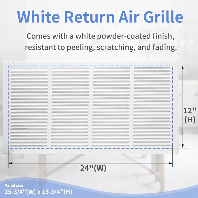 Howeall 24"W x 12"H Steel Return Air Grille, Air Return Vent Cover - Image 3