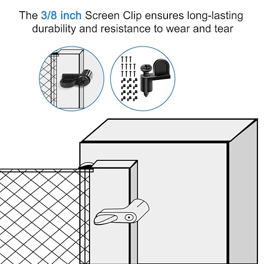 12 Pack 3/8'' Window Screen Clips, Diecast Door Glass Screen Door Clips | - Image 3