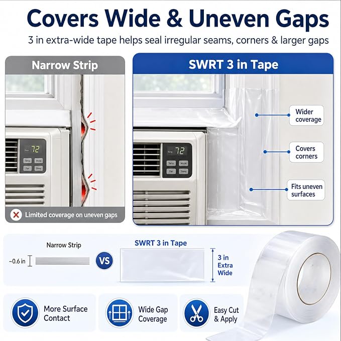 SWRT Window Sealing Tape, 3 in x 33 ft, 20 Mil Thick, Weather Sealing Tape | - Image 2