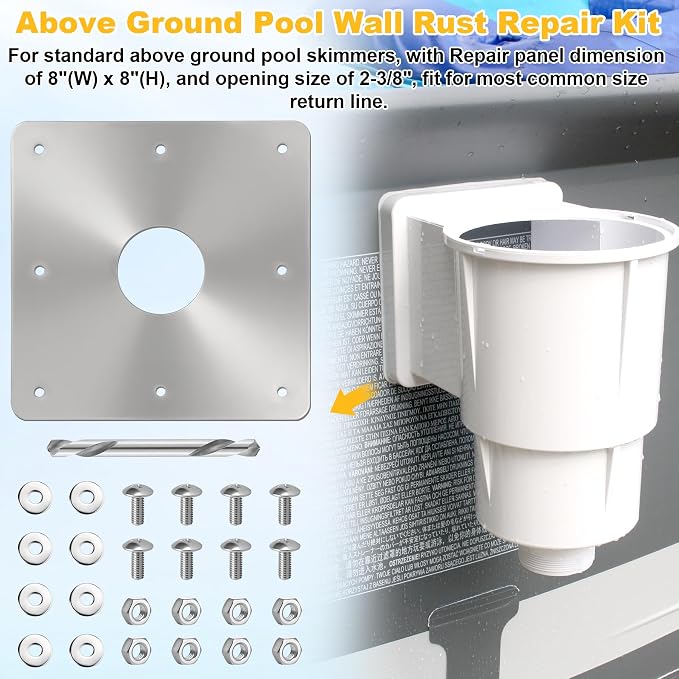 8x8-Inch Stainless Steel Pool Water Return Repair Kit - Image 3