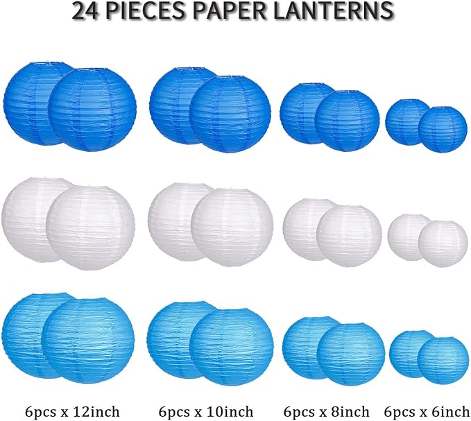 24pcs Hanging Round Paper Lanterns - Image 2