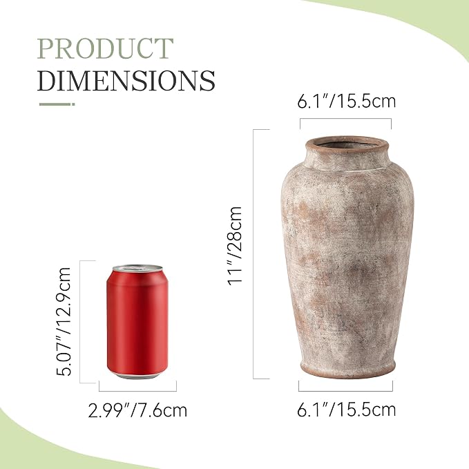 Ceramic Rustic Vase, Large Flower Vase Tall Farmhouse Decorative Vase Floral - Image 2