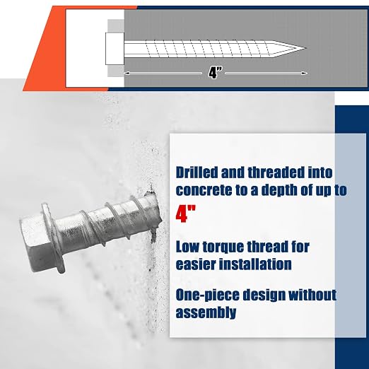 Tandefio 80 Pack 5/8 x 4 Concrete Anchors and Screw Kits Galvanized | Large - Image 5