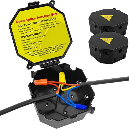 MIARALA Black Open Splice Junction Box | Electrical Splice Box Wire Junction Box by MIARALA