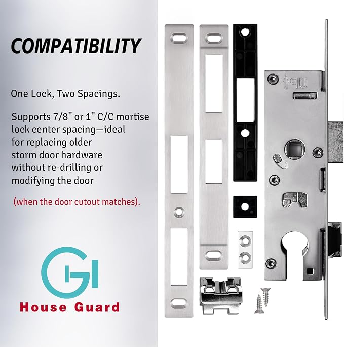 House Guard Storm Door Lock Body, Euro Mortise, Adjustable 22/26mm Backset | - Image 5