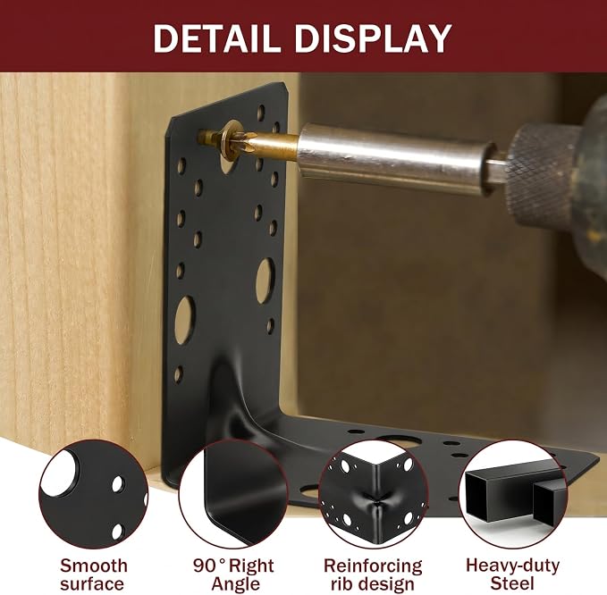 4 Pcs 4x4x3-1/2 Steel L Bracket 1.7mm Thick Metal Angle 90 Degree Reinforcing - Image 4