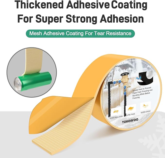 TOHONFOO Outdoor Pipe Insulation Tapes, Foam Pipe Heat Tape, insulation foam - Image 2