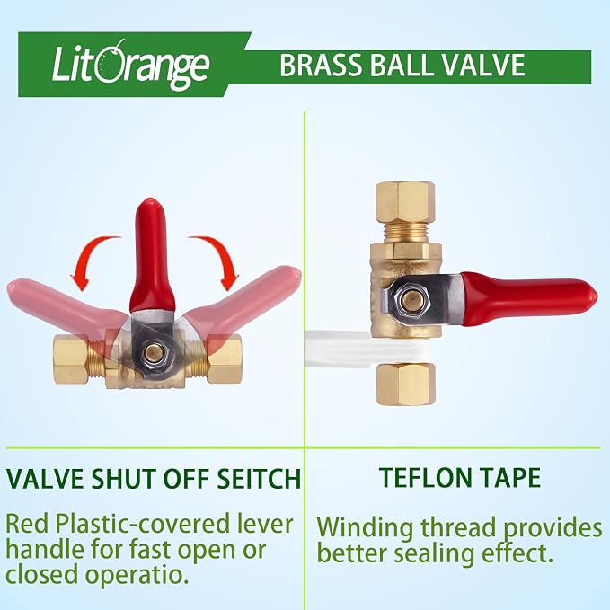 4 Pcs Lead-Free Brass Mini Ball Valve Shut Off Switch, 1/4 inch Compression | - Image 5