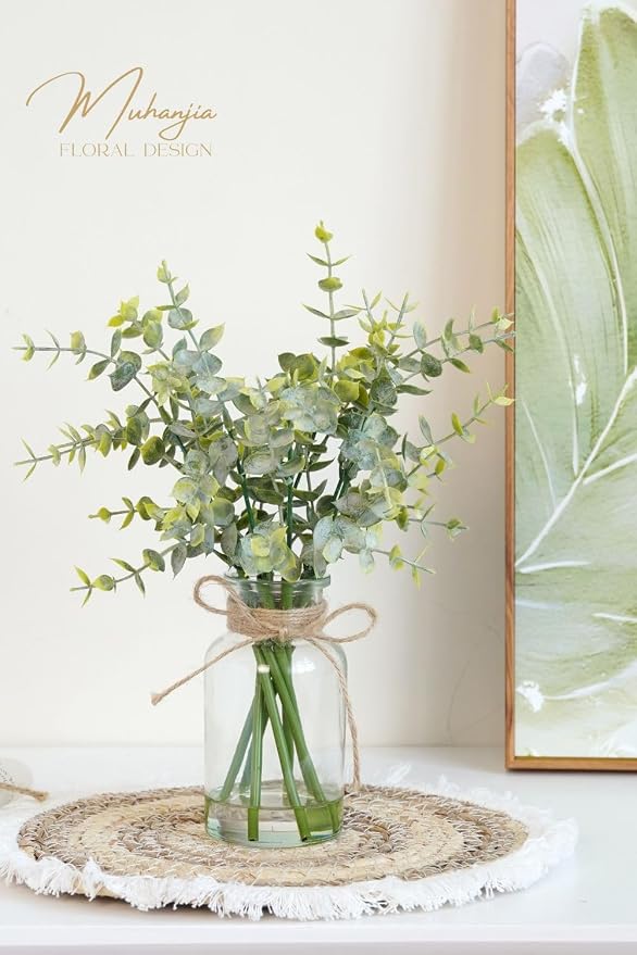 Muhanjia Artificial Eucalyptus Stems in Glass Vase - Image 8