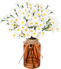 Muhanjia Artificial Daisy Flowers in Amber Glass Vase by Muhanjia