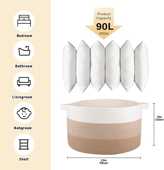 OIAHOMY 90L Extra Large Blanket Basket - Image 3