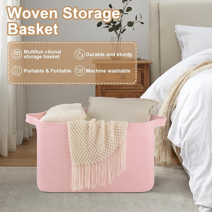OIASKET 95L Extra Large Blanket Basket, Rectangle Nursery Blanket Storage - Image 7