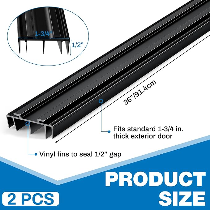 Pangda 2 Pcs Under Door Seal Door Bottom Seal 36" Long 1 3/4" Wide, Strip Draft - Image 2