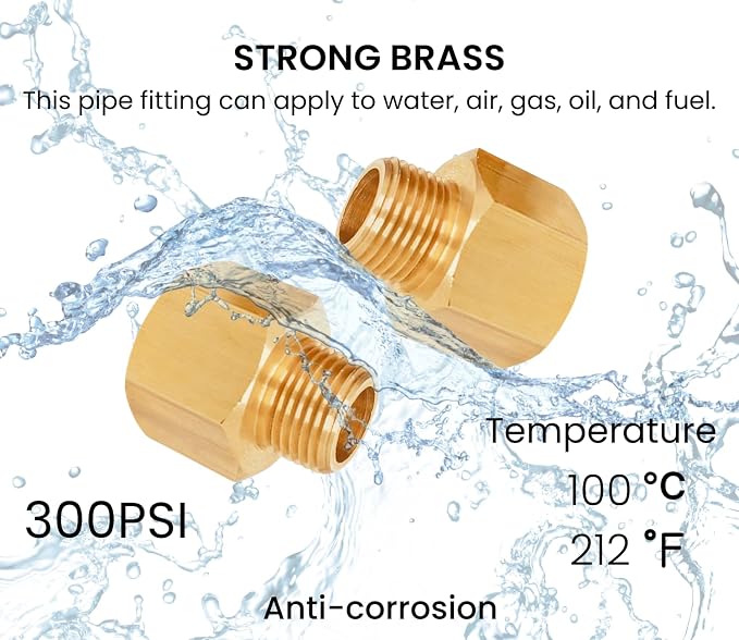 1/2 Inch NPT Female x 3/8 Inch NPT Male, Brass Reducer | to, Adapter Extension - Image 5