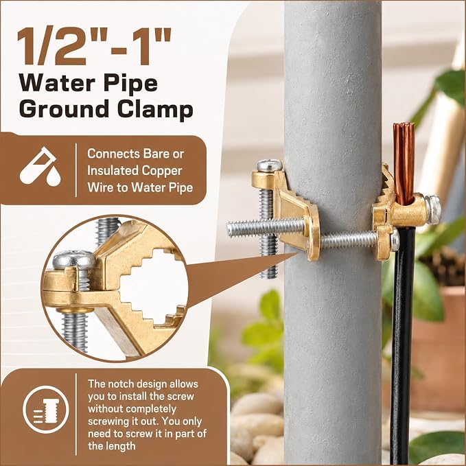 3 Pack Copper Alloy Ground Clamp 1/2" to 1" Grounding Clamp | Pipe Grounding - Image 3