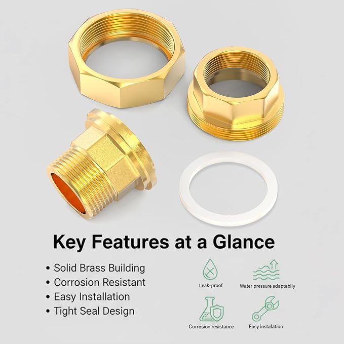 2PCS Brass Union，1" NPT Male x 1" NPT Female Brass Pipe Fitting - Image 7