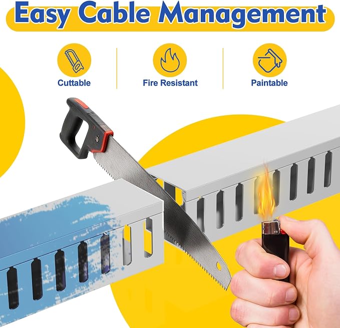 Open Slot Wiring Raceway Cable Duct, Cable Management Cord Track | 123" open - Image 5