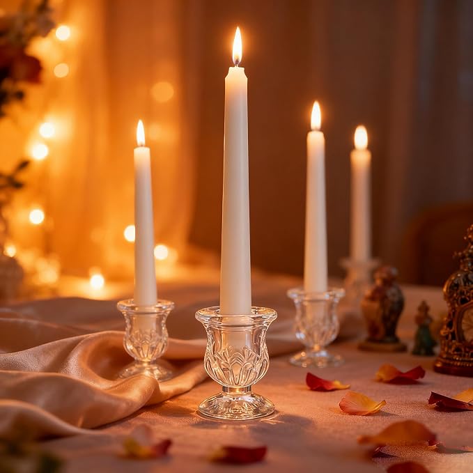 48 Pcs Clear Glass Taper Candle Holders Bulk, 2.5 Inch Small Candlestick Stands - Image 3