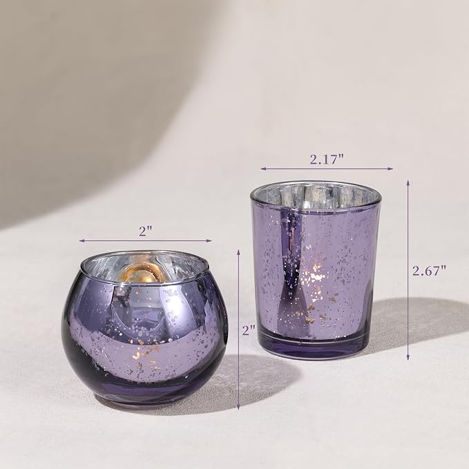 12 Pcs Assorsted Purple Votive Candle Holders - Image 3